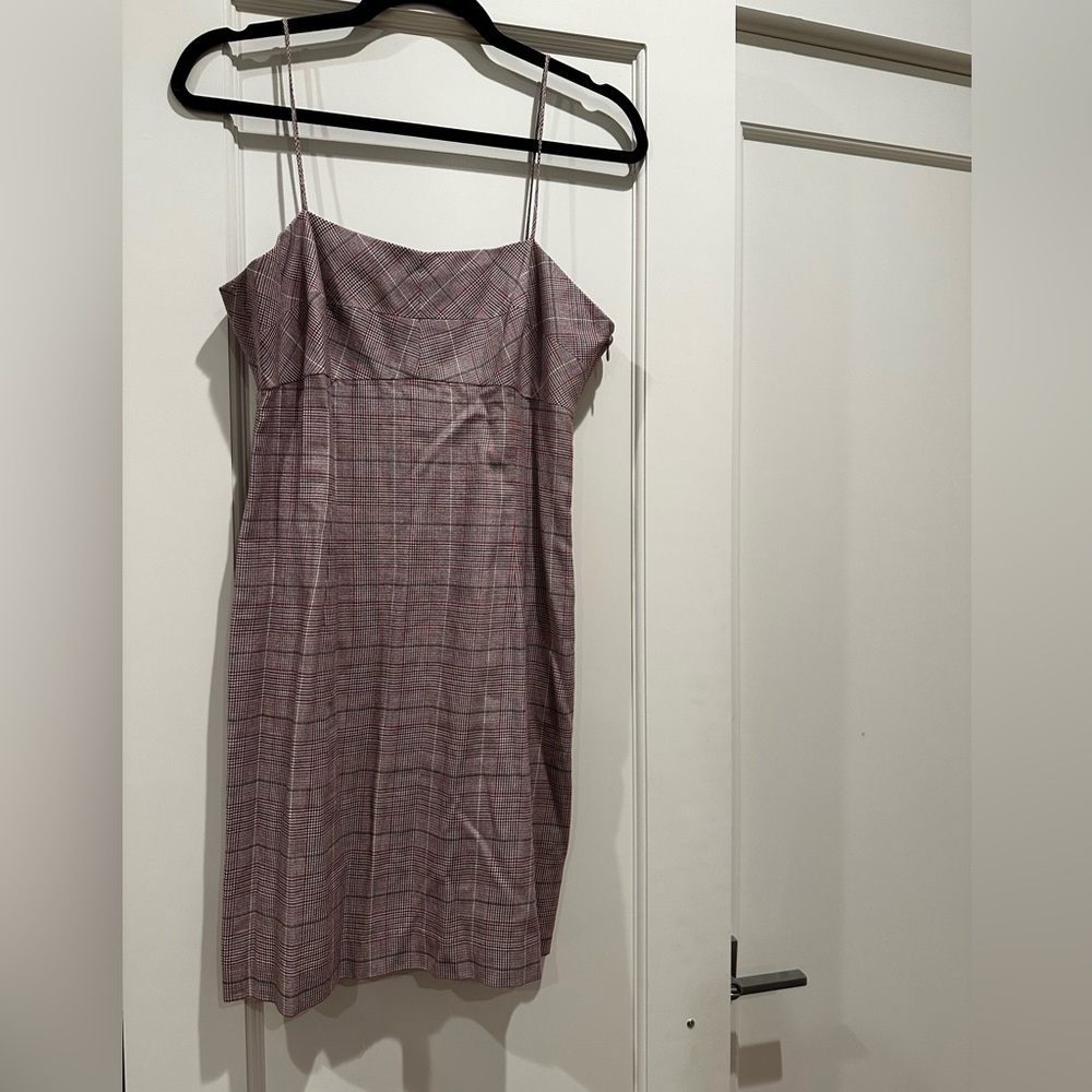 Intermix pink plaid mini dress size 8